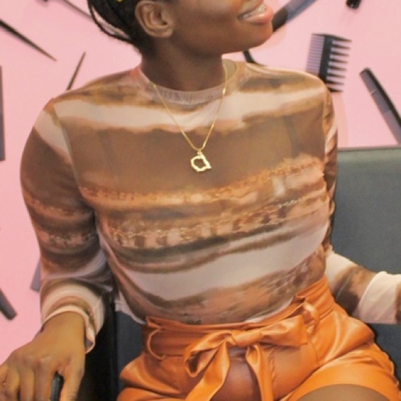 Sheer Brown Marble Long-sleeve - Picture 3 of 3